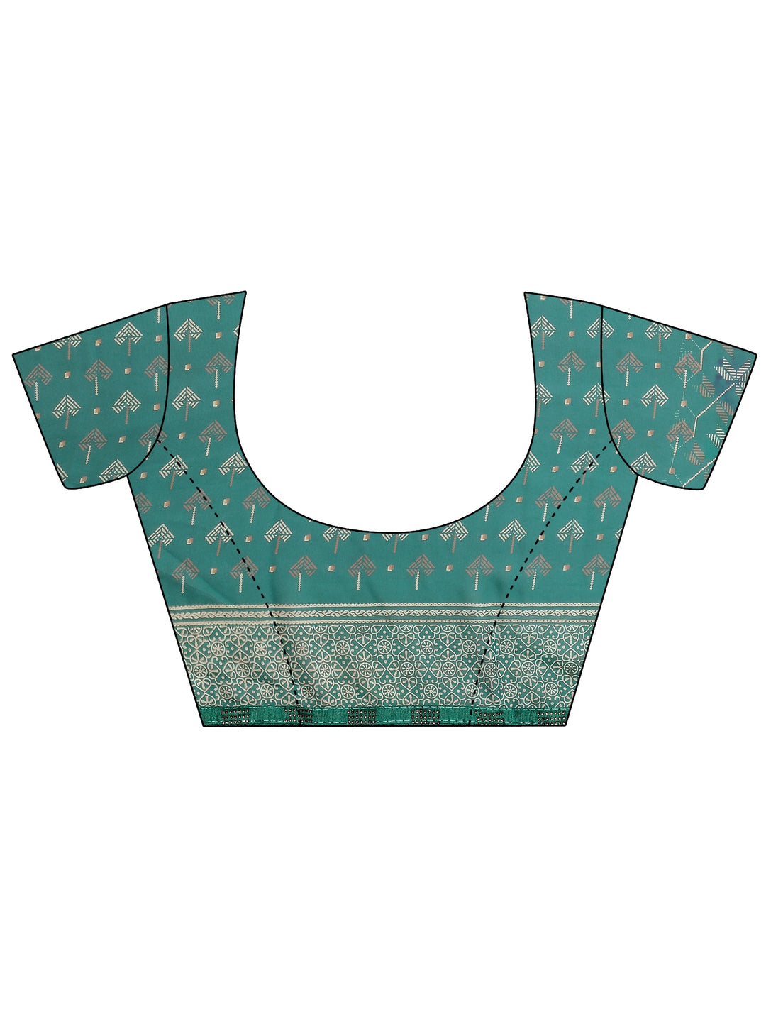 Green  Printed Georgette Saree With Unstitched Blouse Piece