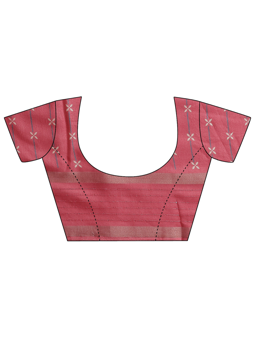 Pink Printed Silk Blend Saree With Unstitched Blouse Piece