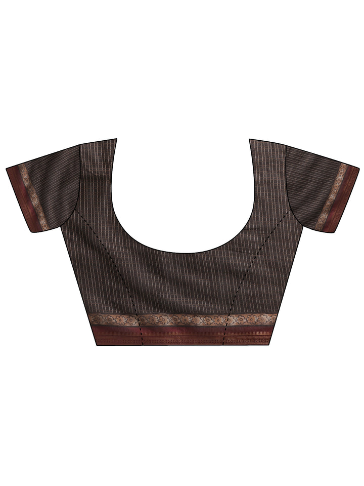 Black Printed Silk Blend Saree With Unstitched Blouse Piece