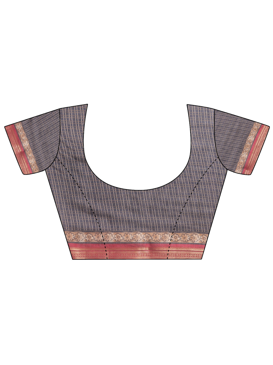 Navy Blue Printed Silk Blend Saree With Unstitched Blouse Piece