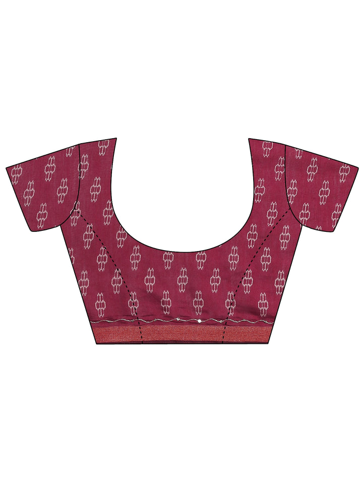 Green Solid Silk Blend Saree With Unstitched Blouse Piece