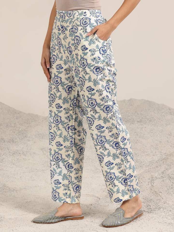 Off White Printed Chanderi Silk Straight Suit With Dupatta