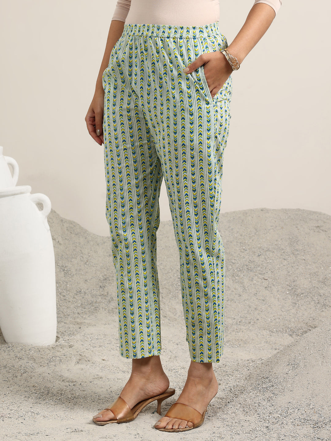 Blue Printed Cotton Straight Suit With Dupatta