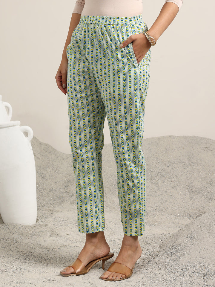 Blue Printed Cotton Straight Suit With Dupatta