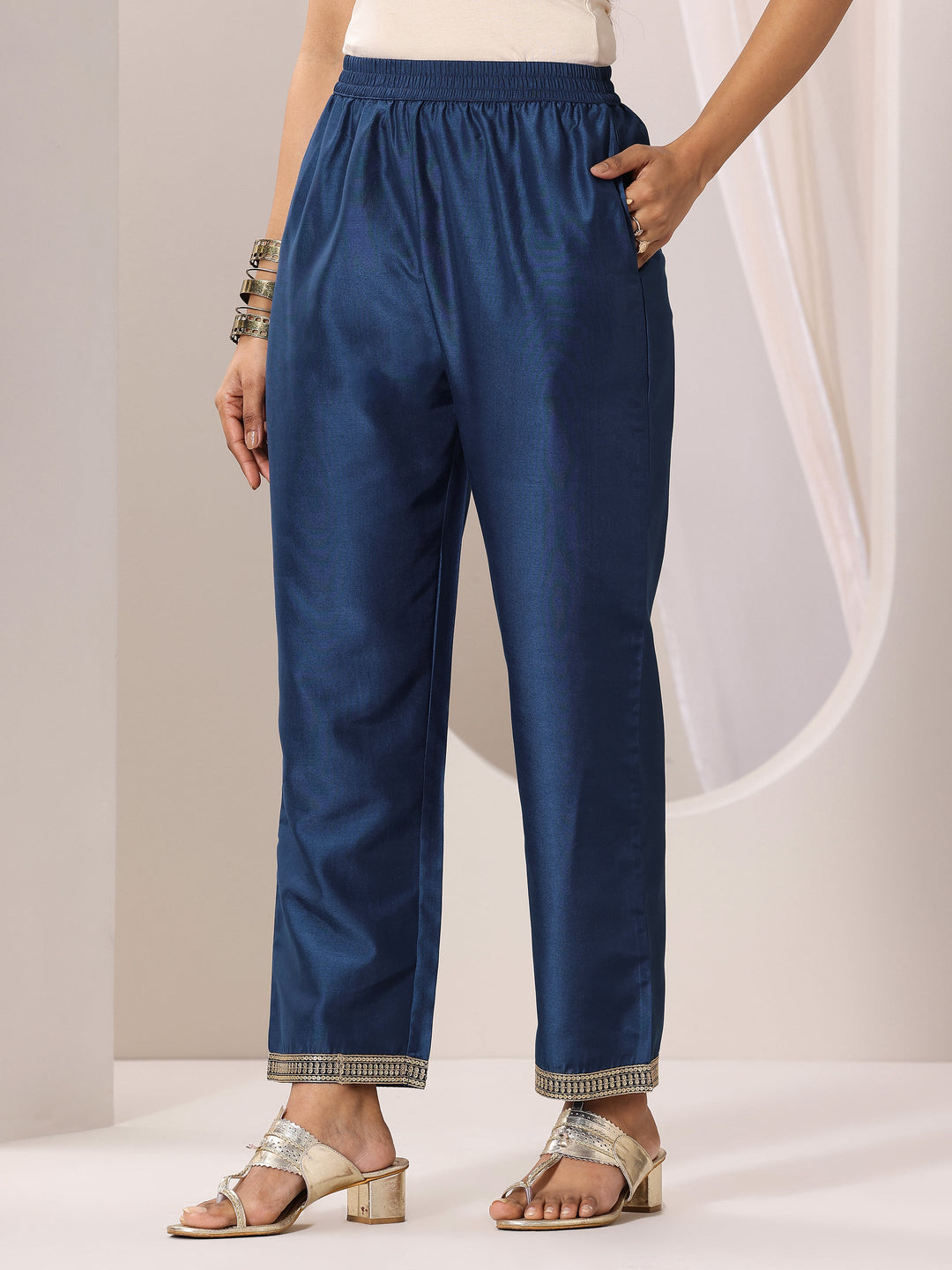 Teal Printed Silk Chiffon Straight Suit Set With Dupatta