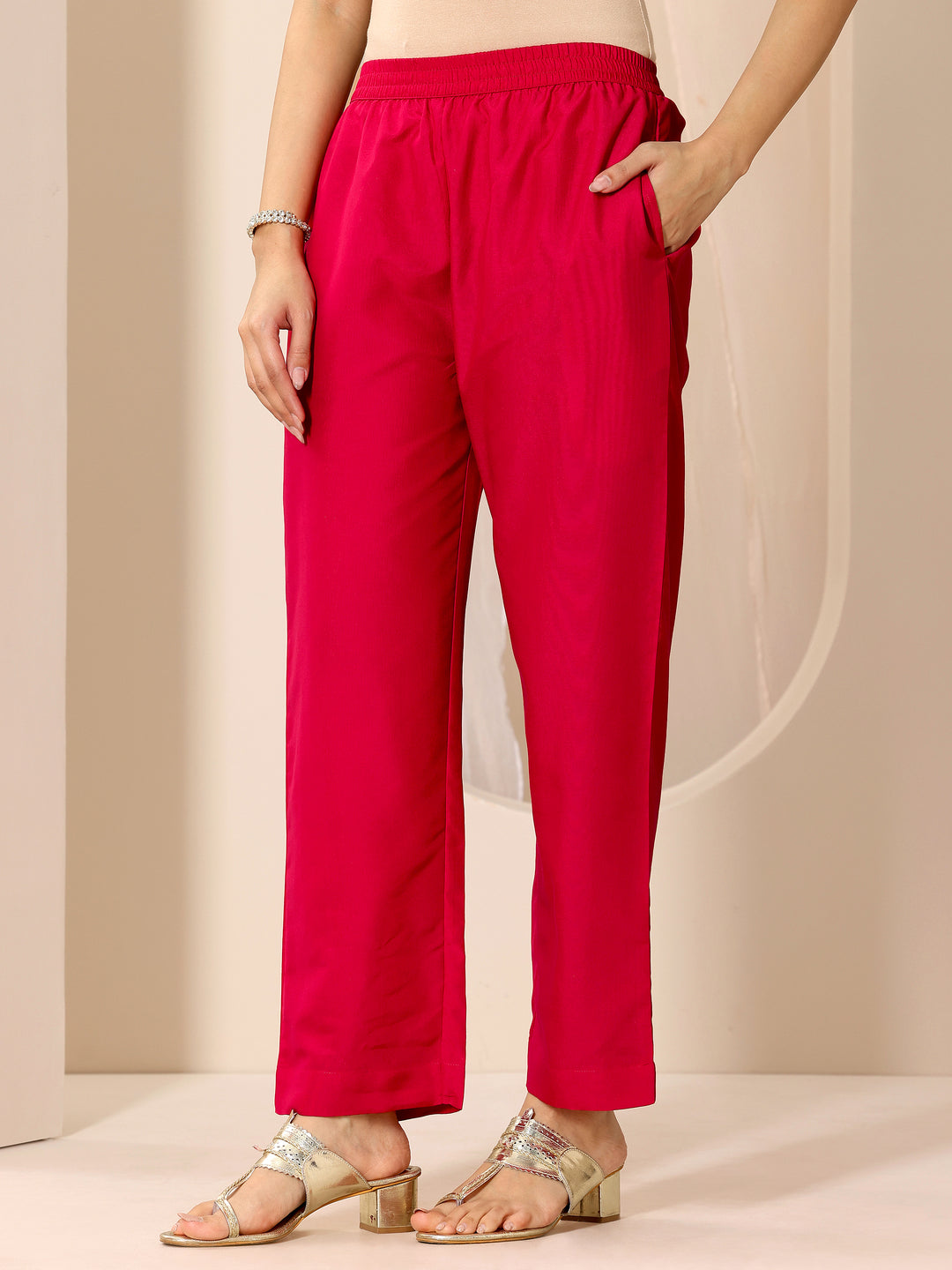 Red Printed Silk Chiffon Anarkali Suit Set With Dupatta