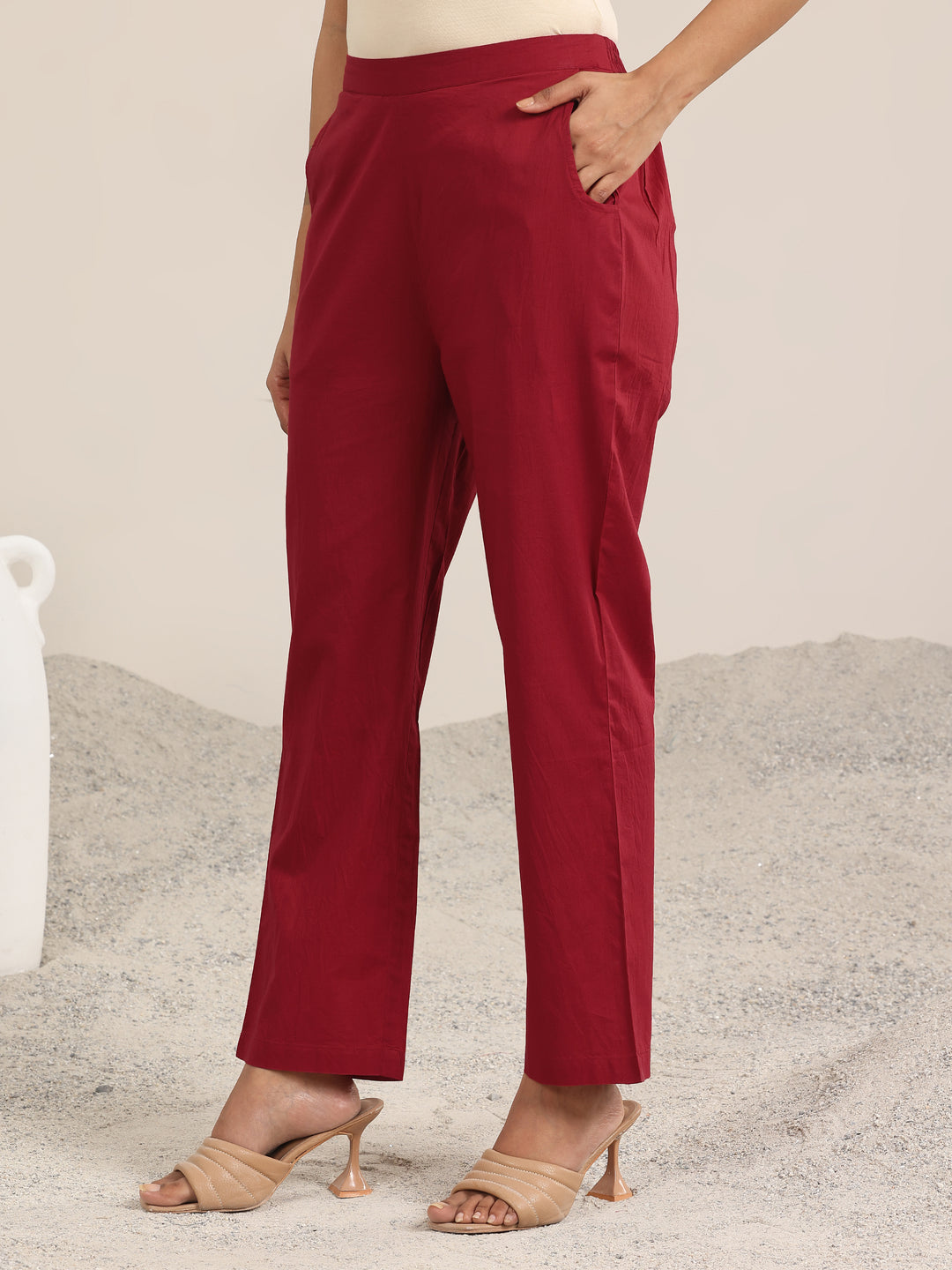 Maroon Printed Chiffon Kaftan Kurta Set