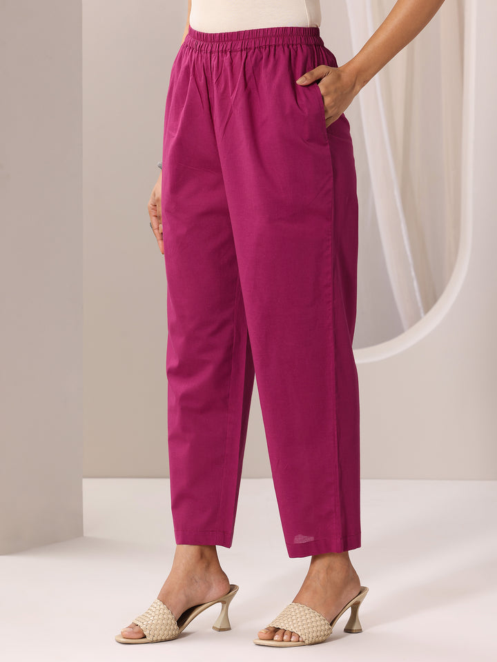 Maroon Printed Cotton Straight Suit Set With Dupatta