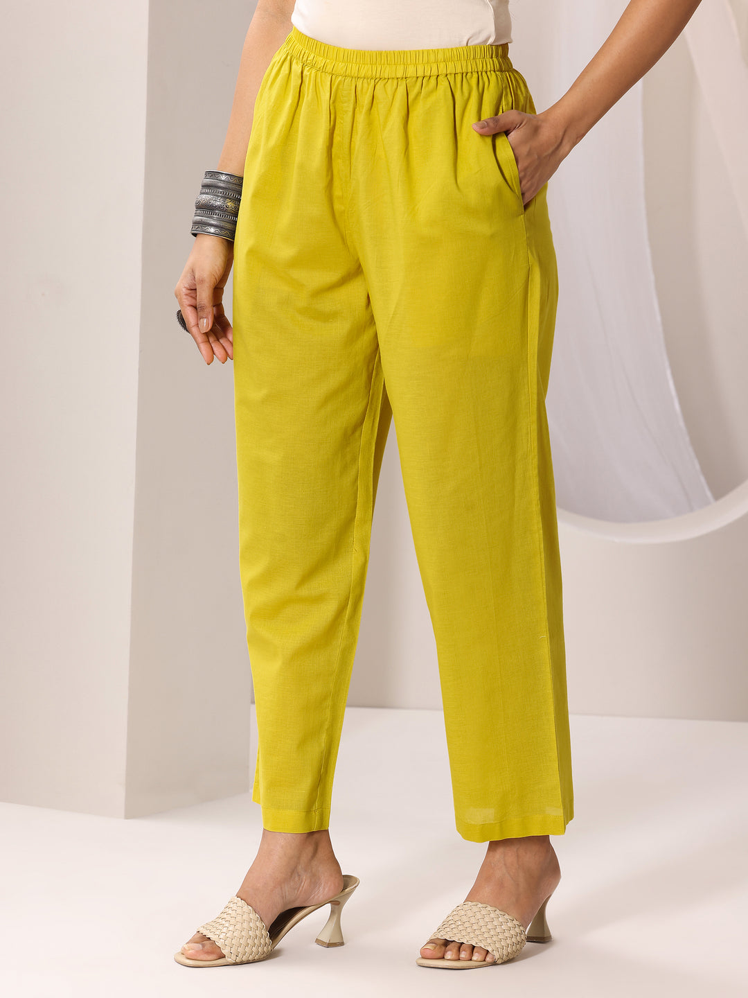 Green Printed Cotton Straight Suit Set With Dupatta