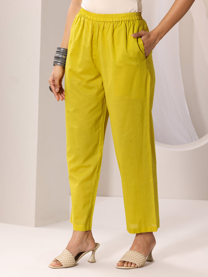 Green Printed Cotton Straight Suit Set With Dupatta