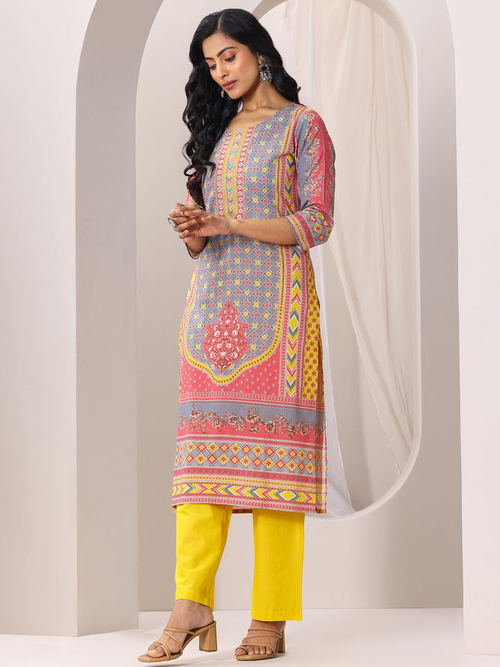 Multi Printed Cotton Straight Suit Set With Dupatta