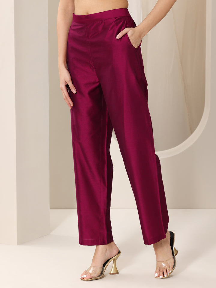 Pink Embroidered Silk Blend Straight Suit Set With Dupatta