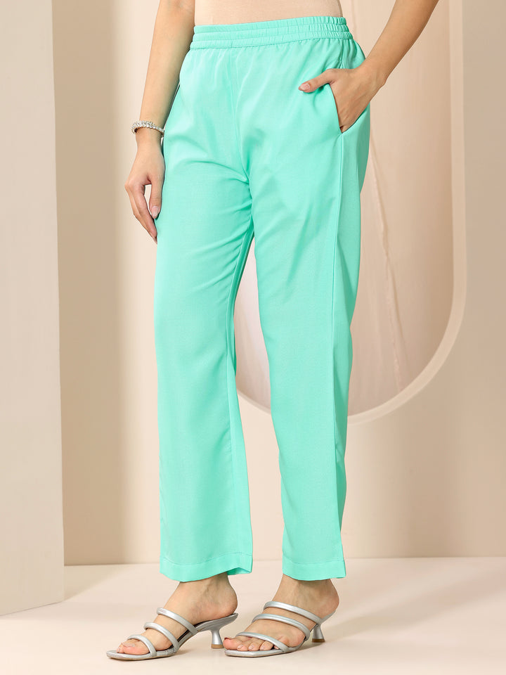 Turquoise Blue Woven Design Chanderi Silk Straight Suit Set With Dupatta