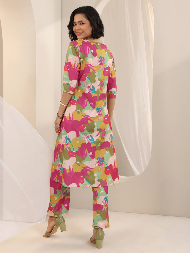 Multi Printed Cotton Blend Straight Kurta Set