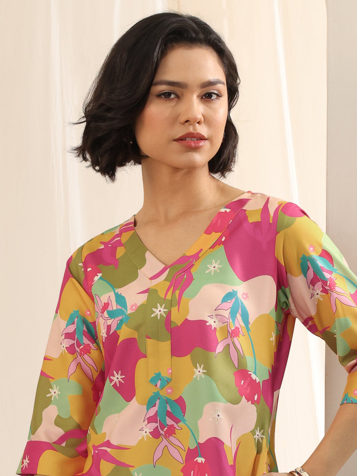 Multi Printed Cotton Blend Straight Kurta Set