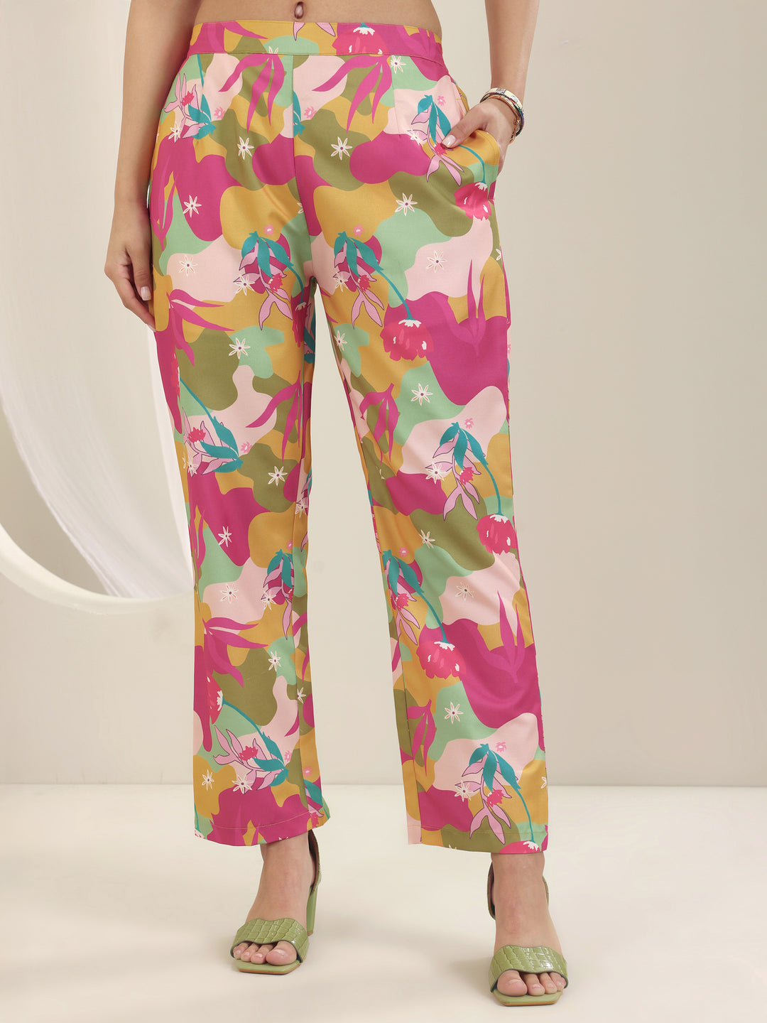 Multi Printed Cotton Blend Straight Kurta Set