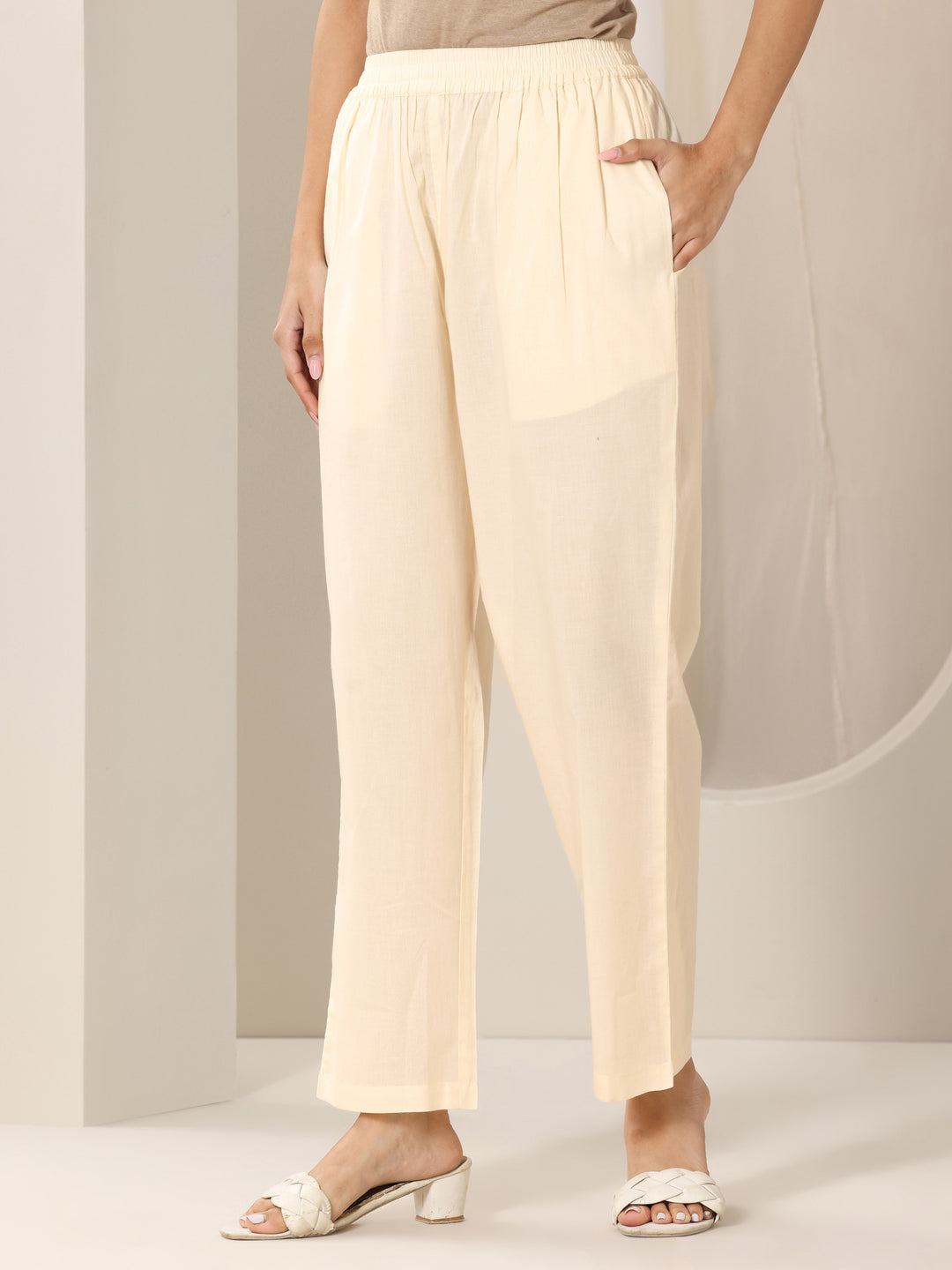 Off White Printed Cotton Straight Suit Set With Dupatta