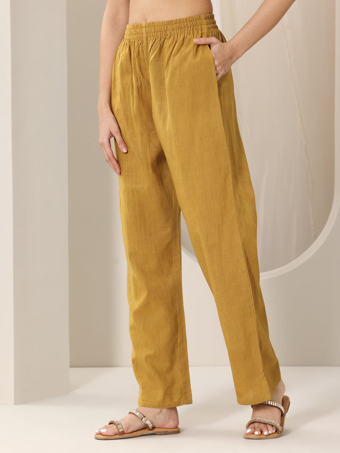 Blue Printed Cotton A-Line Suit Set With Dupatta