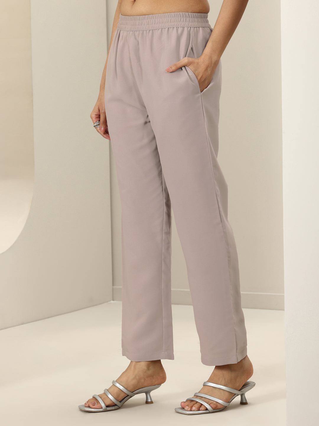 Grey Embroidered Georgette Straight Suit Sets With Dupatta