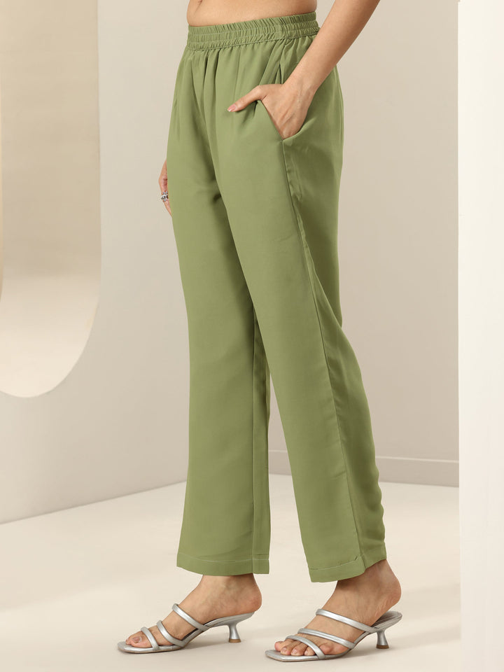 Green Embroidered Georgette Straight Suit Sets With Dupatta