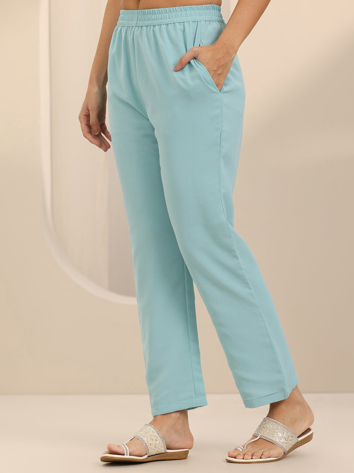 Blue Embroidered Georgette Straight Suit Set With Dupatta