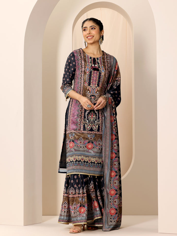 Multi Printed Chinon Straight Suit Set With Dupatta
