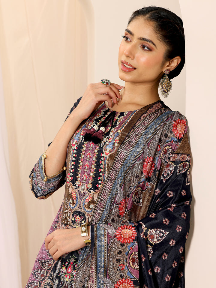 Multi Printed Chinon Straight Suit Set With Dupatta