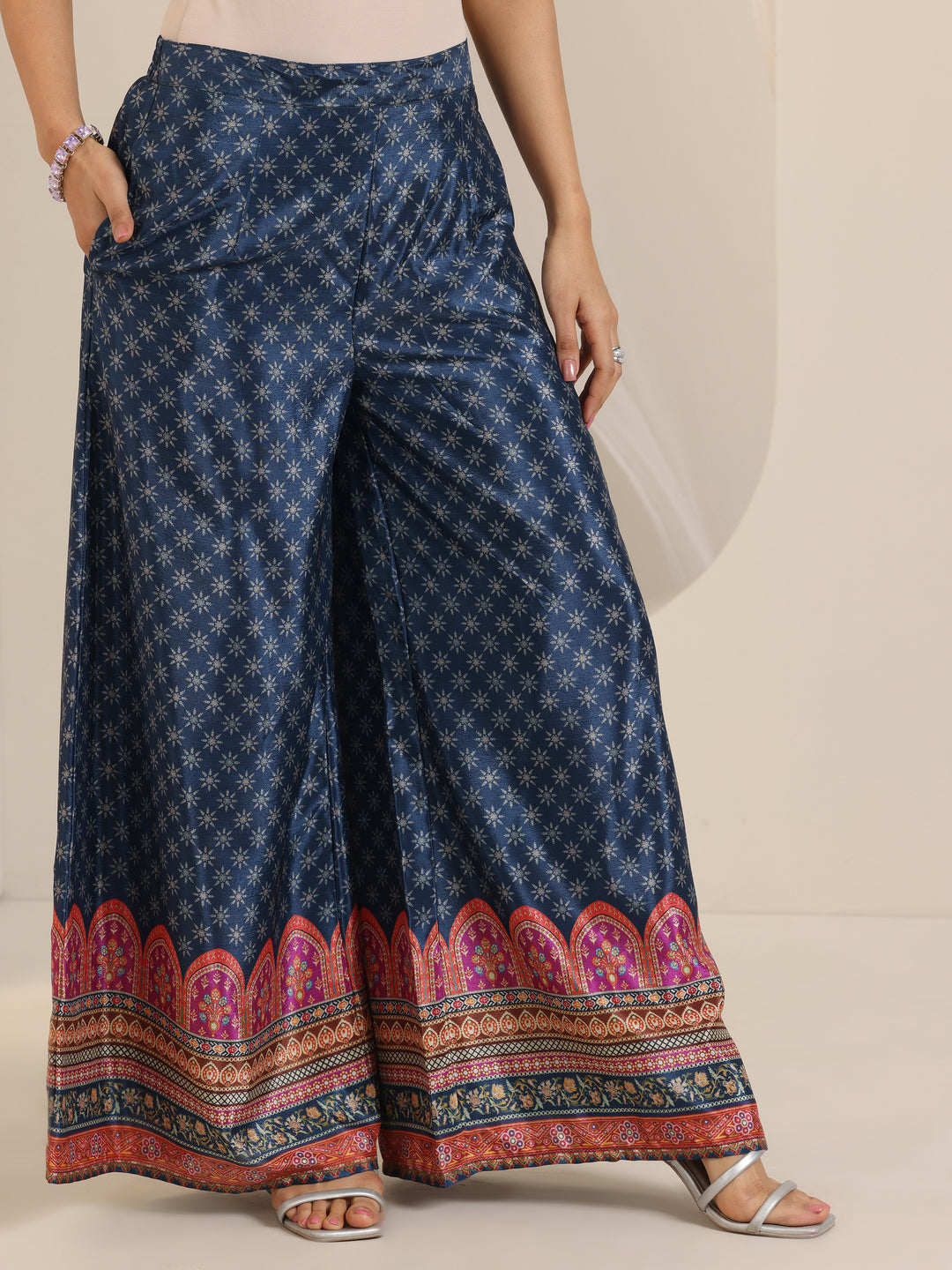 Blue Printed Chinon Straight Suit Set With Dupatta