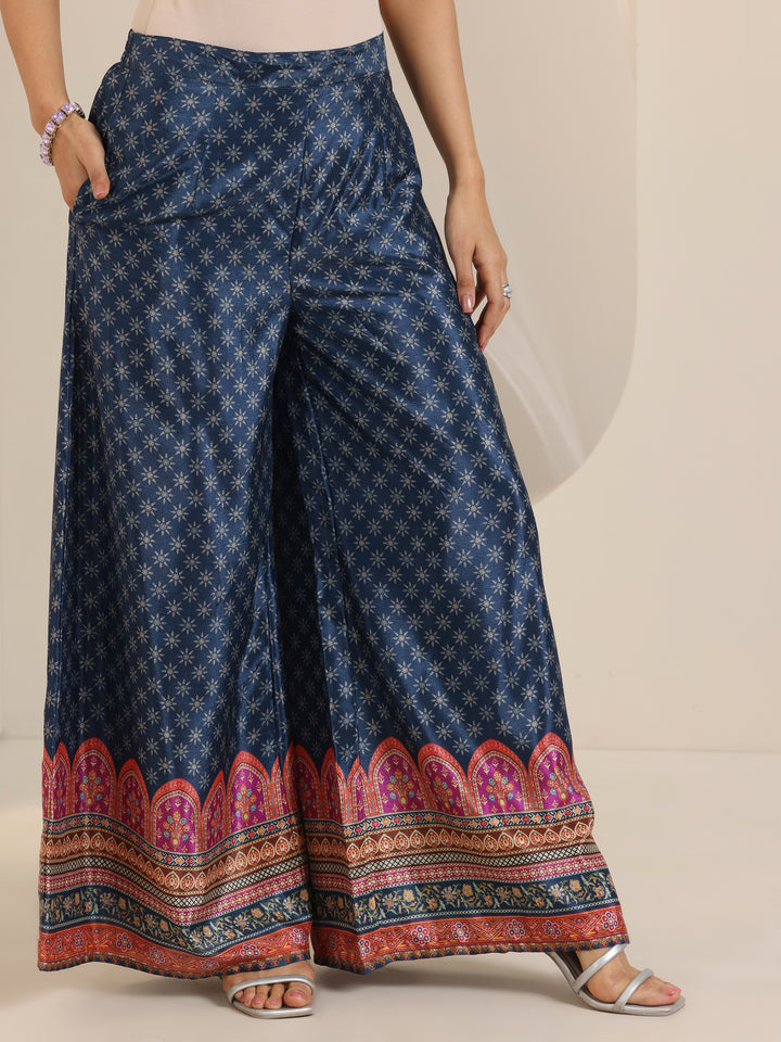 Blue Printed Chinon Straight Suit Set With Dupatta