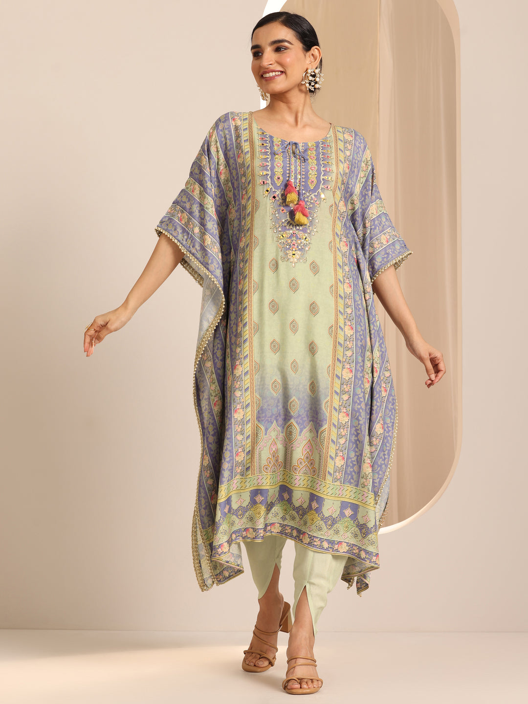 Multi Printed Muslin A-Line Kurta Set