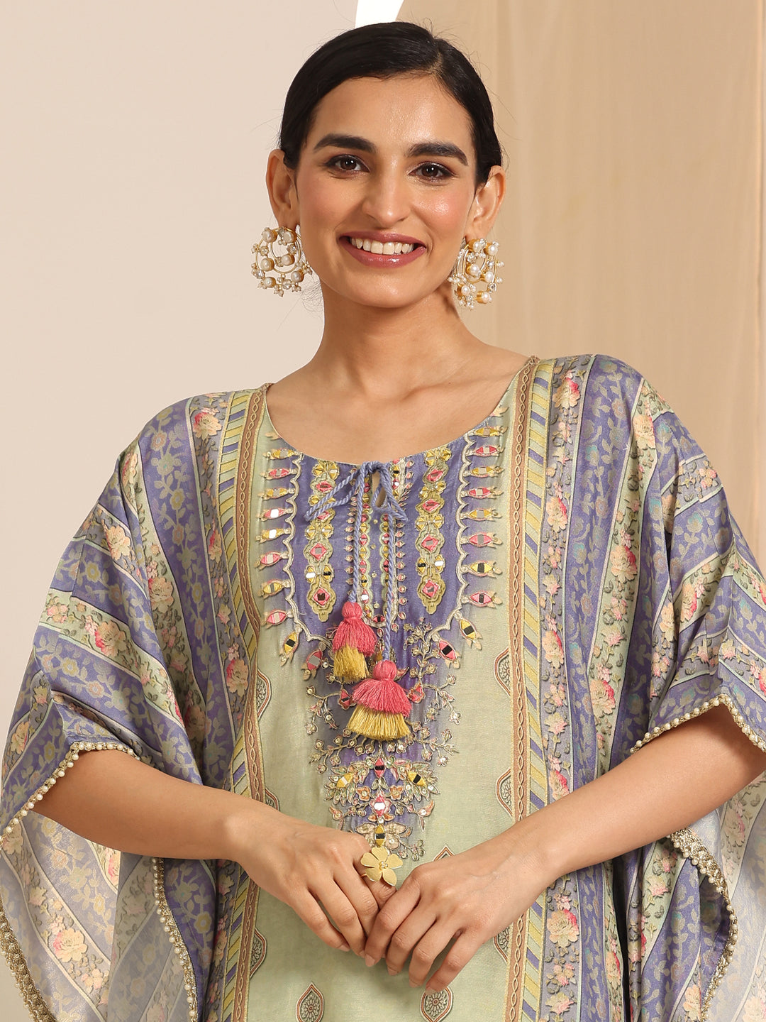 Multi Printed Muslin A-Line Kurta Set