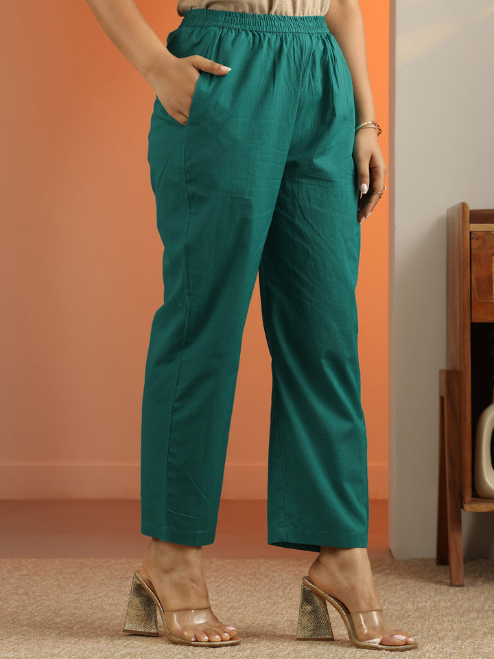 Teal Woven Design Cotton Straight Suit Set With Dupatta