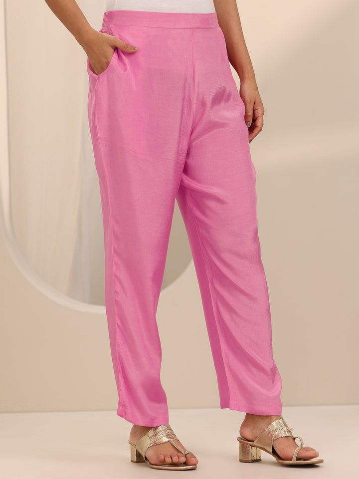 Pink Embroidered Organza Straight Suit Set With Dupatta