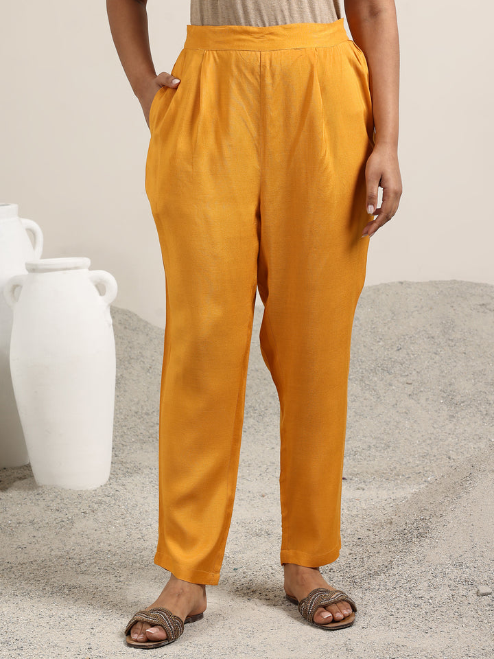 Mustard Printed Silk Blend Straight Suit With Dupatta