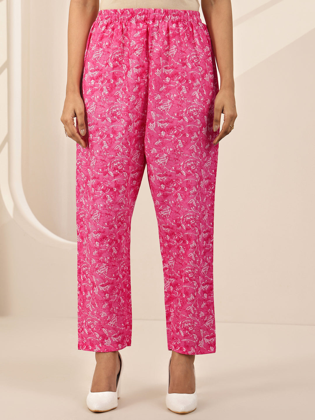 Off White Printed Cotton Straight Suit Sets With Dupatta