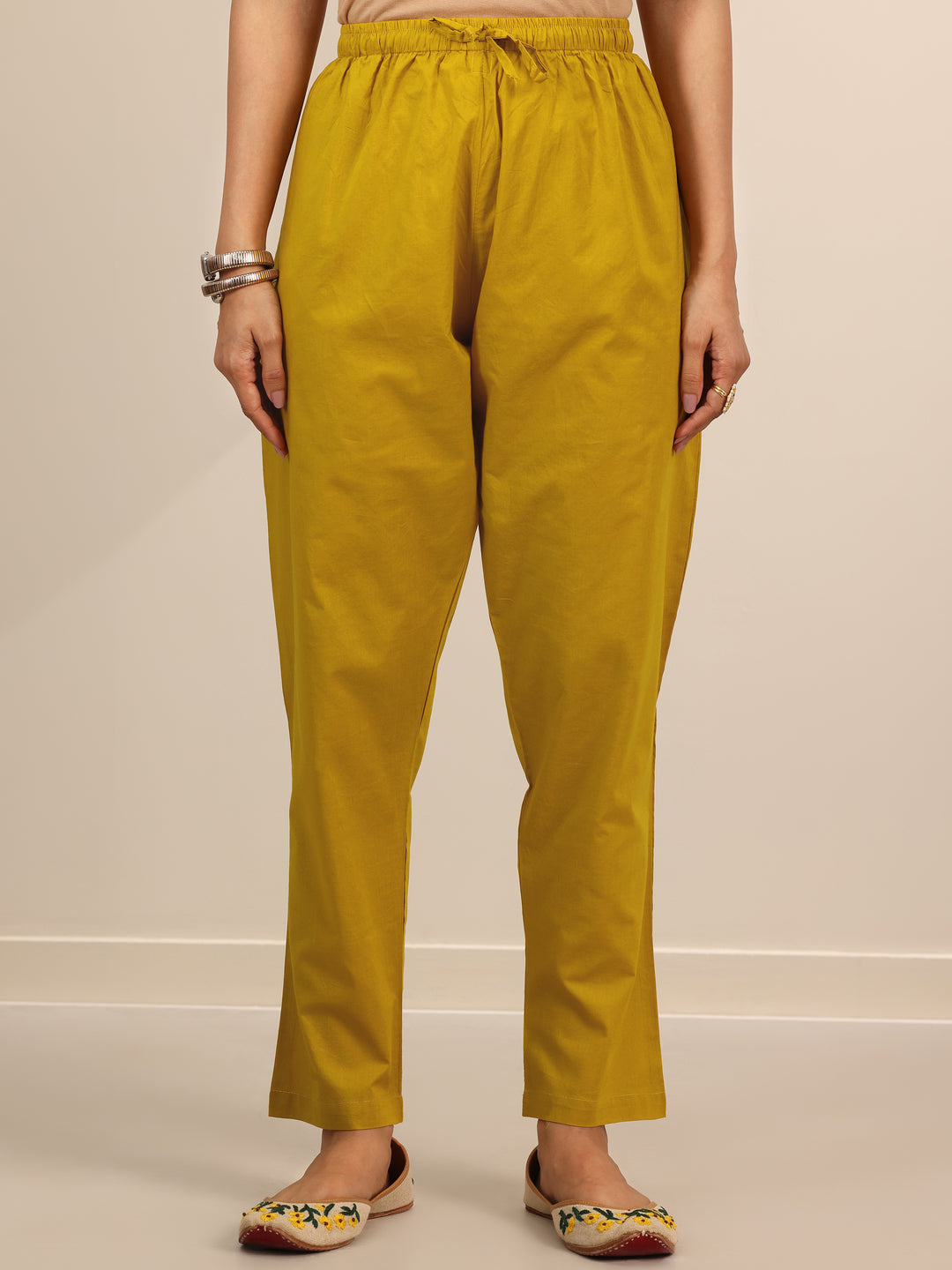 Mustard Printed Cotton Straight Suit Set With Dupatta