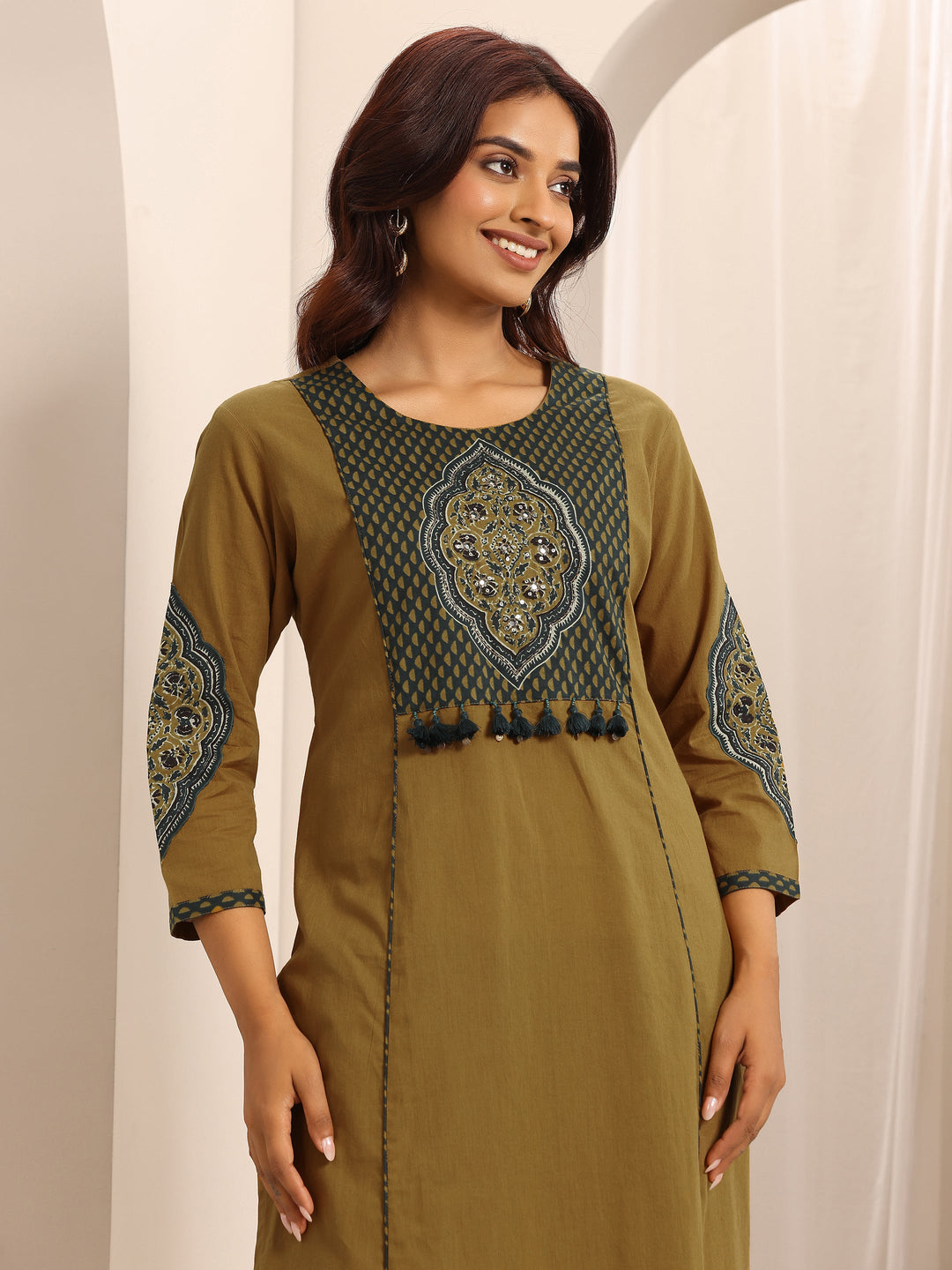 Yellow Printed Cotton Blend Straight Suit Set With Dupatta