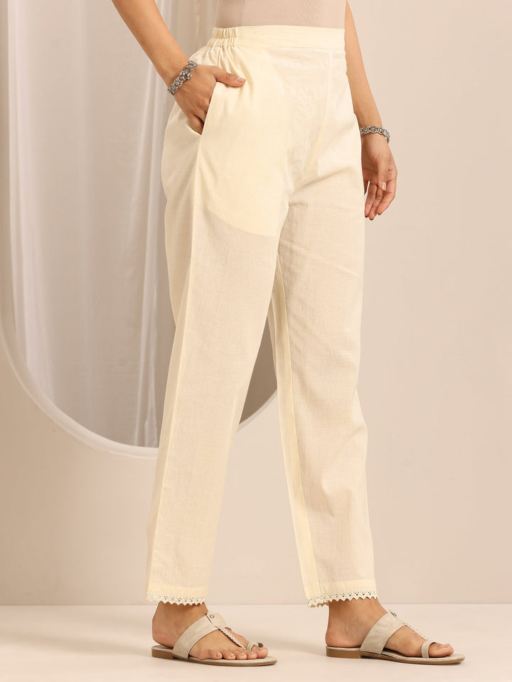 White Embroidered Cotton Blend Straight Suit Set With Dupatta