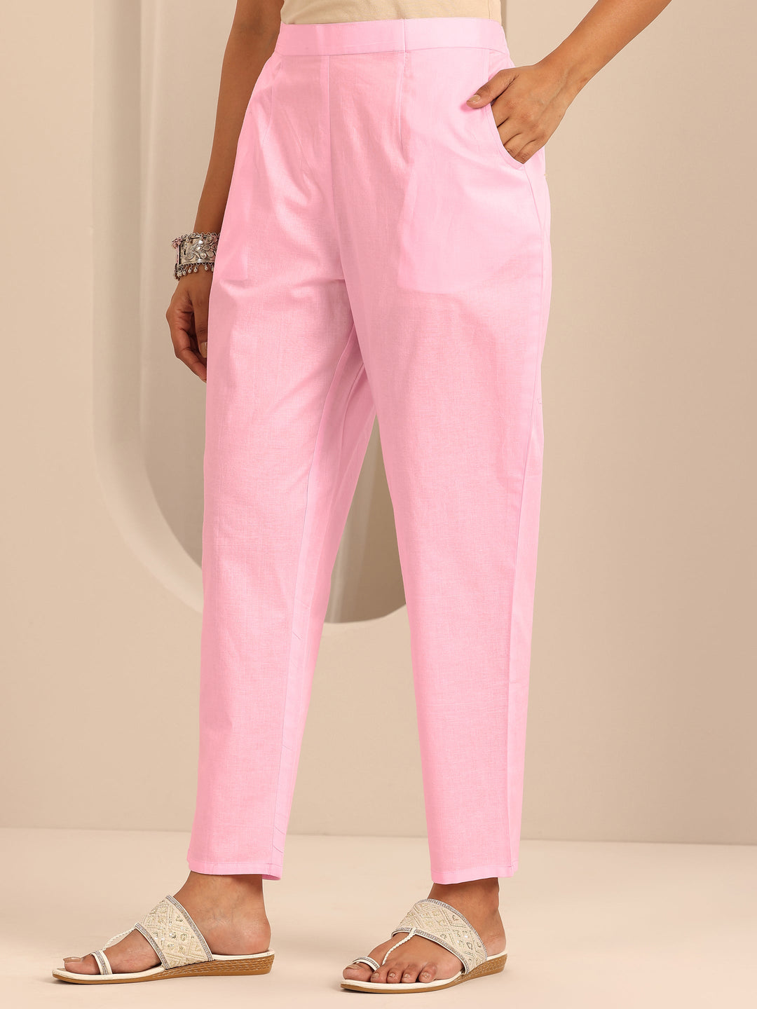 Pink Embroidered Cotton Straight Suit Set With Dupatta