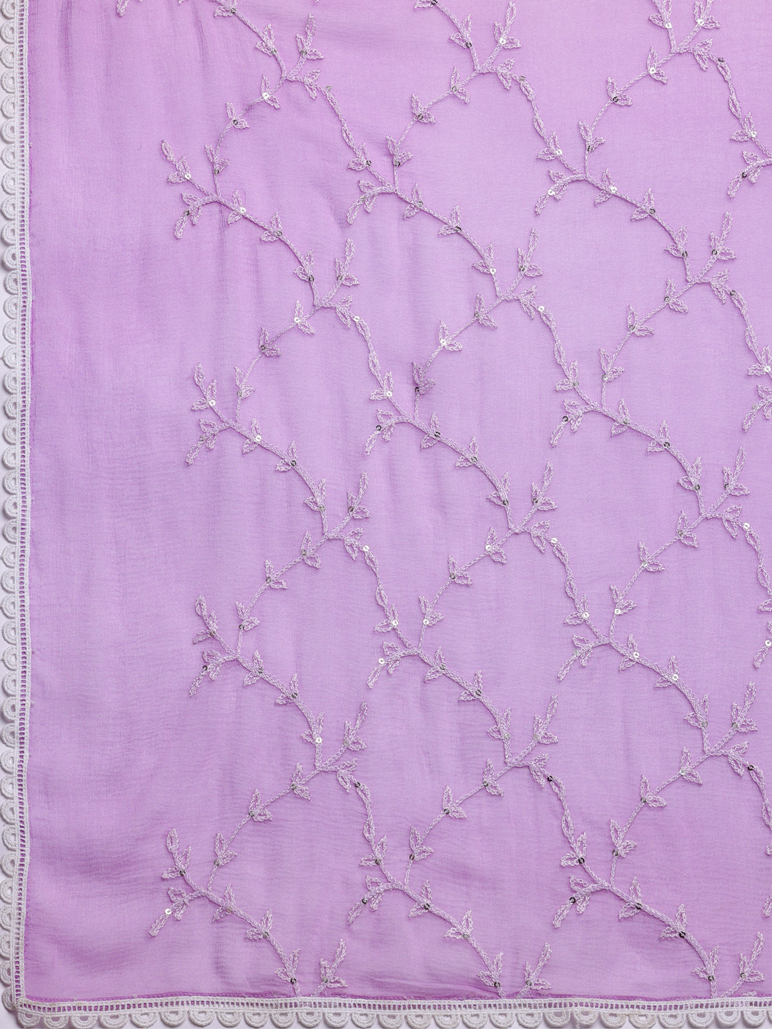 Purple Embroidered Cotton A-Line Kurta With Salwar & Dupatta
