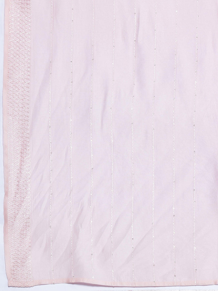 Peach Self Design Silk Blend Straight Suit With Dupatta