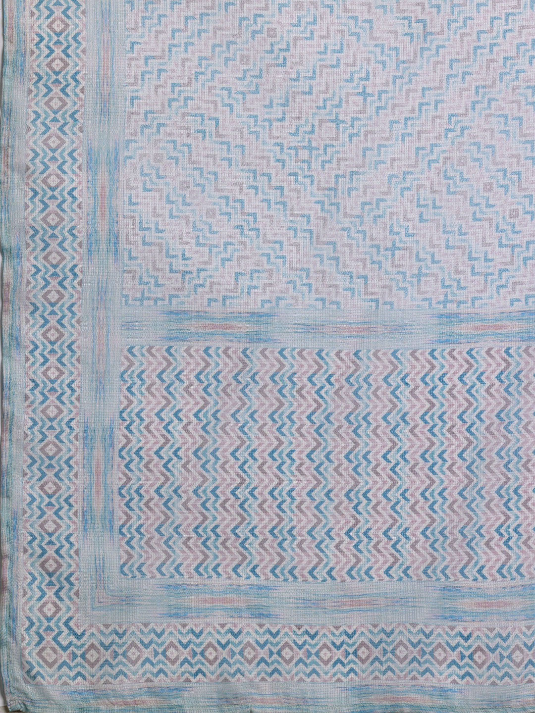 Blue Embroidered Cotton Blend Straight Suit With Dupatta