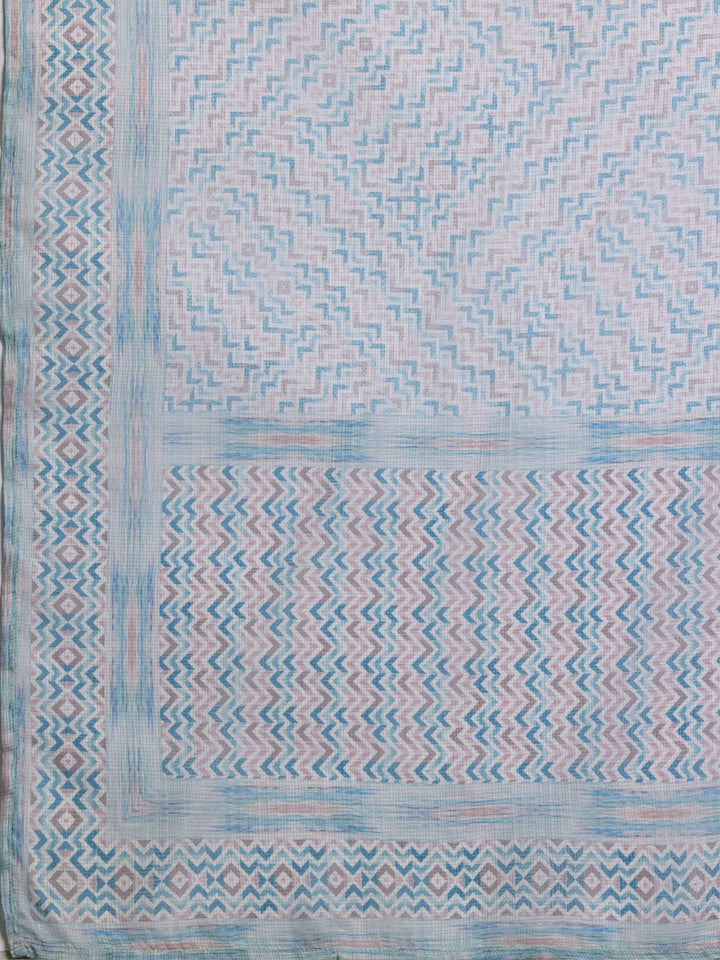 Blue Embroidered Cotton Blend Straight Suit With Dupatta