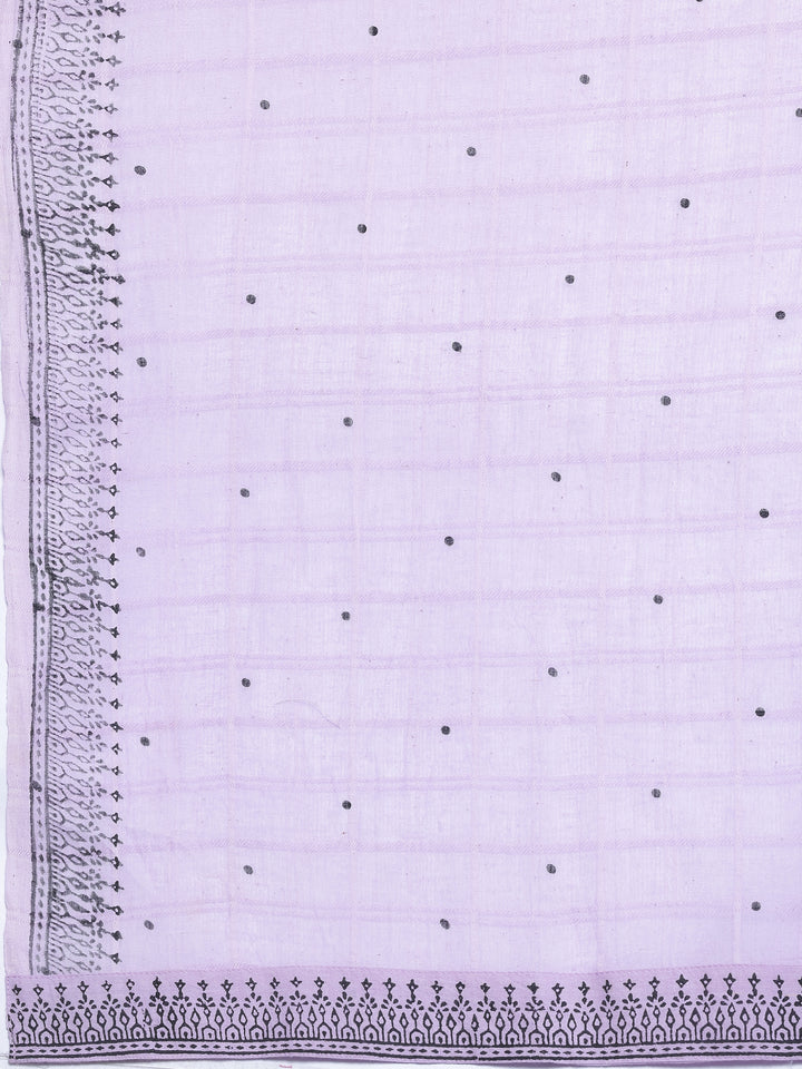 Lavender Woven Design Cotton Straight Suit With Dupatta