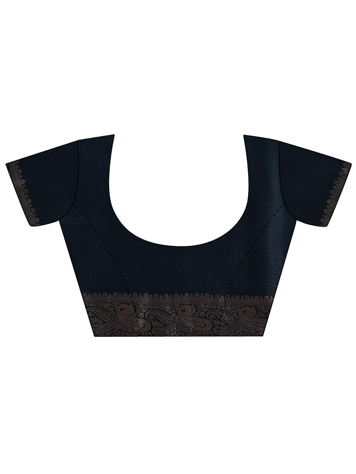 Libas Art Blue Woven Design Satin Saree With Unstitched  Blouse Piece