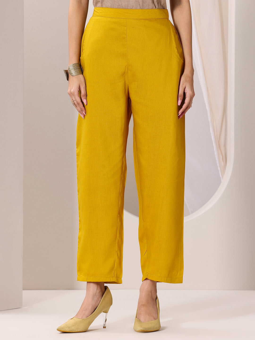 Yellow Yoke Design Silk Blend Straight Suit Set With Dupatta