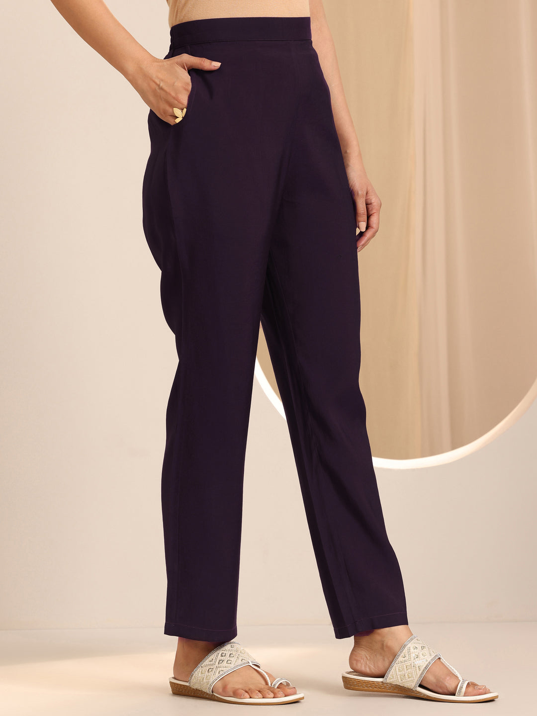 Burgundy Yoke Design Silk Blend Straight Suit Set With Dupatta