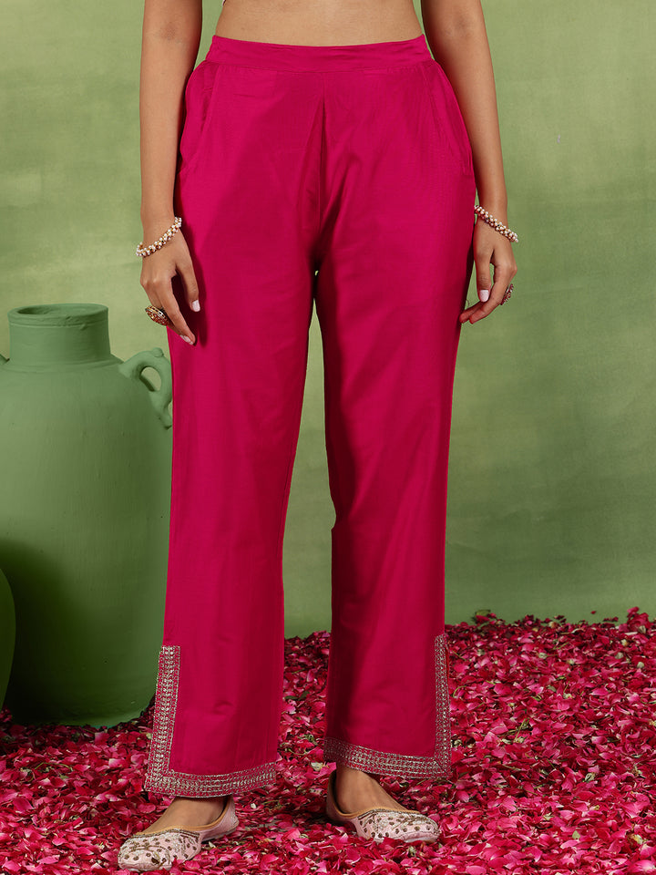 Coral Yoke Design Silk Blend Straight Suit With Dupatta