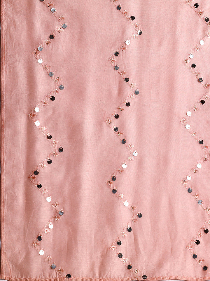 Peach Yoke Design Silk Blend Straight Suit With Dupatta