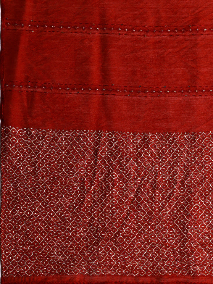 Maroon Embroidered Silk Blend Straight Suit With Dupatta